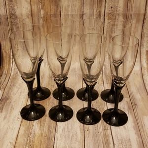 Vintage purple stem champagne flutes - 8 pc